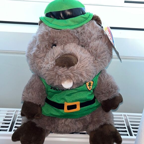 Julio The 12” tall green brown soft Stuffed children’s toy Auchan Beaver Animal - Picture 1 of 4